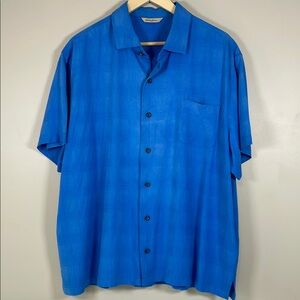 PARADISE COLLECTION Men’s Blue XXL 100% Silk Short Sleeve‎ Cabana Shirt Vacation